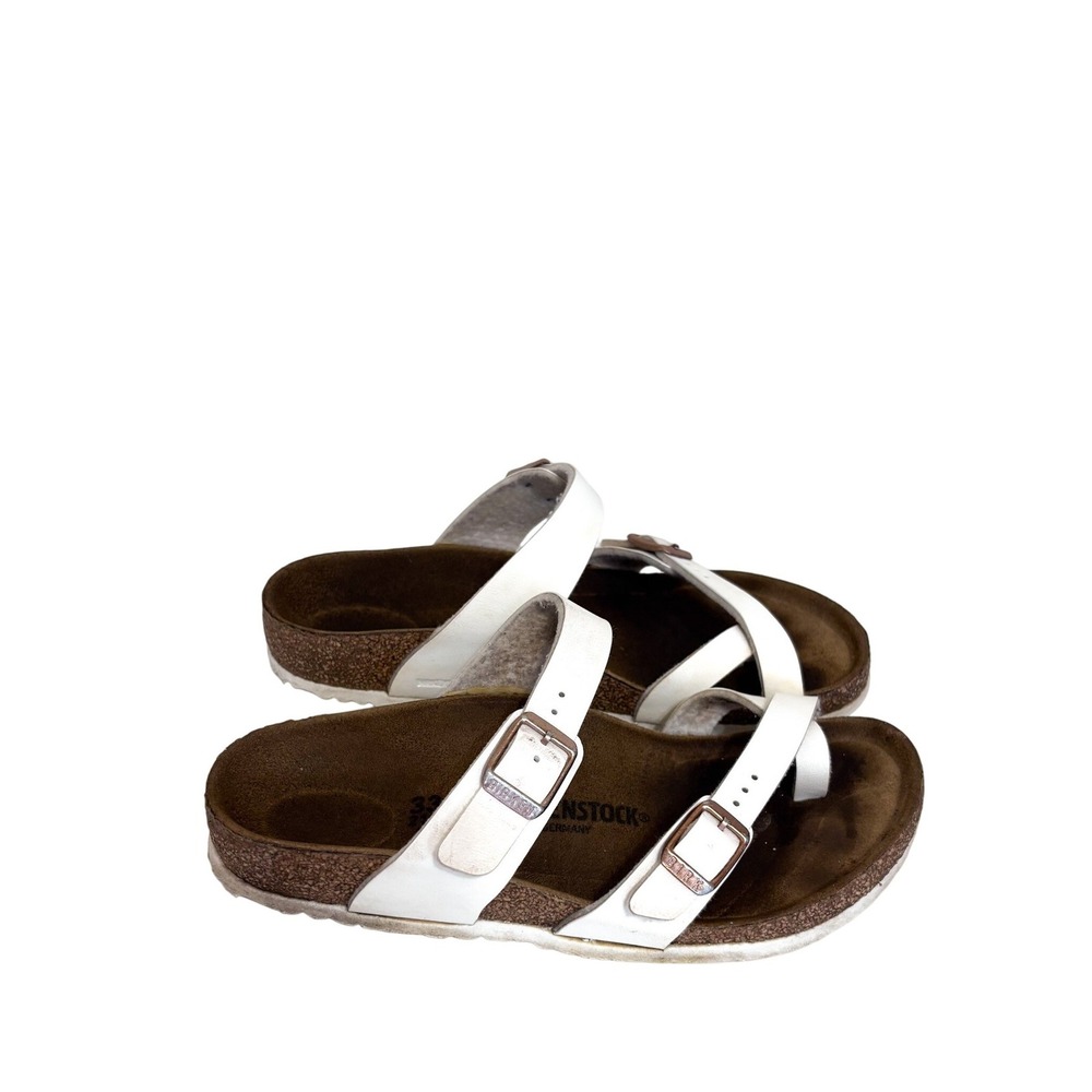 Birkenstock Girls Mayari Leather Sandals Size 2‎ White Slip On Classic Comfort